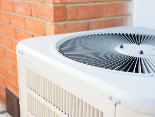 AC condenser unit closeup