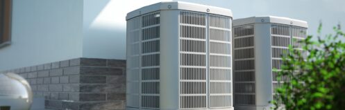 energy efficient air conditioners installed outside of ahome