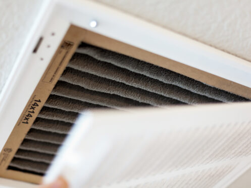 Dirty air filter in an AC unit.